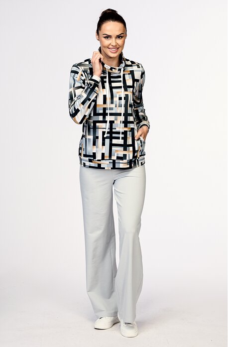 Světle šedé široké teplákové dámské kalhoty s gumou v pase 317