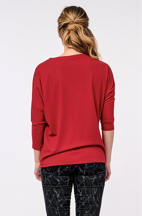 Volná kimonová tmavě červená dámská halenka 7867