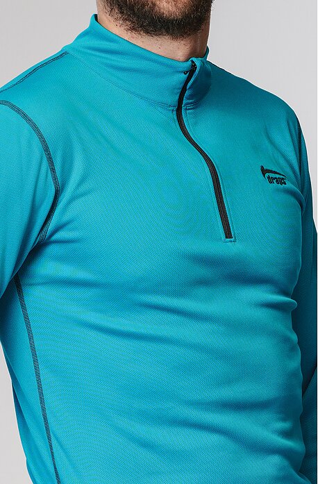 Tmavě tyrkysové pánské termo tričko se stojáčkem a dlouhými rukávy 994