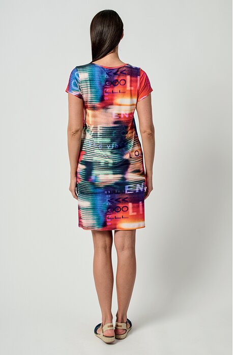 Volnější barevné dámské šaty s kapsami 7124