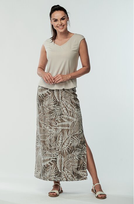 Letní dlouhá béžová dámská sukně 111