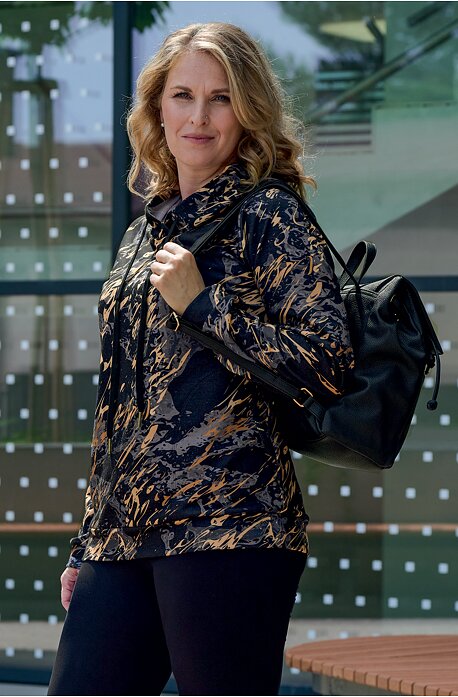 Černozlatá dámská mikina s kapucí 627