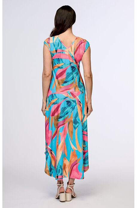 Dlouhé volné tyrkysové dámské šaty 7202