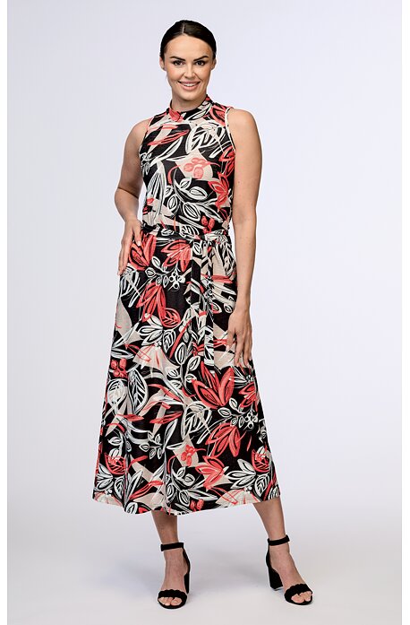 Dámské květované šaty se stojáčkem 7236