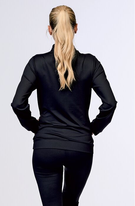 Funkční černá dámská mikina se stojáčkem, kapsami a potiskem  666 lom