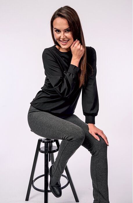 Antracitové úzké dlouhé dámské kalhoty 305